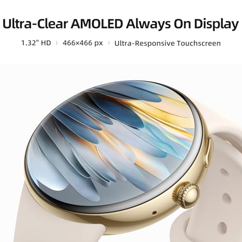 Parsonver AMOLED Smart Watch for Women Men, Always-On Display Fitness Tracker, Answer/Make Calls, 2 Quick-Release Bands, H...