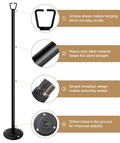 Queension 10FT Ground Base String Light Poles for Outdoor String Lights for Garden, Backyard, Patio Lighting Stand for Par...