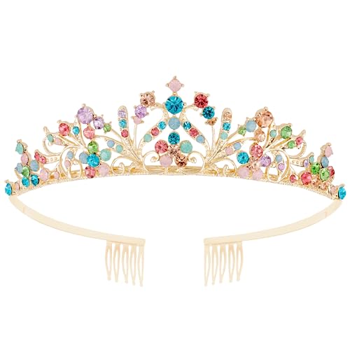 Vovii Tiaras for Girls Princess Crown Headband Birthday Queen Colorful Rhinestone Shiny Multicolor Tiara for Women Princes...