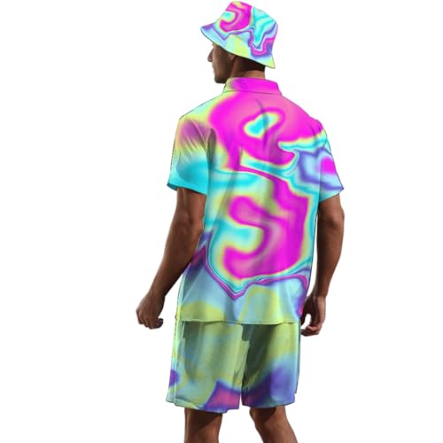 GIRPOL 2 Piece Outfits Hawaiian Shirt and Shorts with Hat
