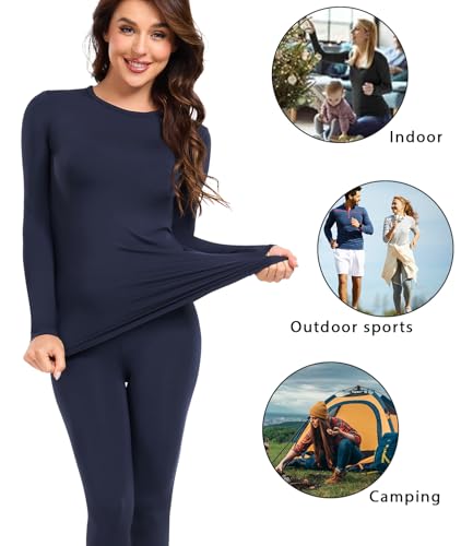 wirarpa Women's Fleece Lined Thermal Underwear Set Long Johns Base Layer Set for Women Winter Top Bottom