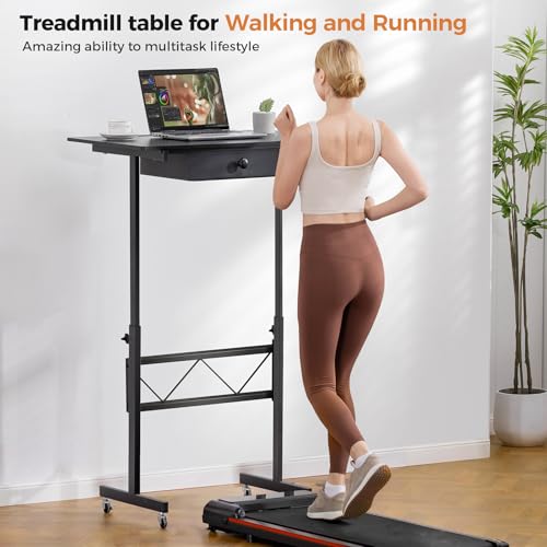 COMHOMA Small Standing Desk Adjustable Height Small Computer Desk Mobile Portable Rolling Laptop Table with Wheels 32" Com...