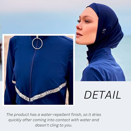 Islamic Full-Length Modest Swimsuit for Muslim Women | 4 PCS Burkini Set Top Pants Cap Bustier | Long Sleeve Rash Guard