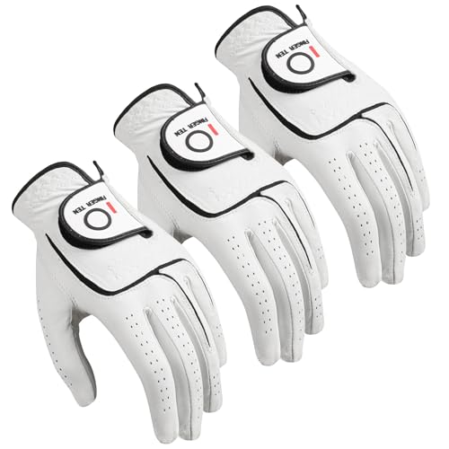 FINGER TEN Mens All Premium Soft Cabretta Leather Tour Fit Grip Left Hand Lh Right Hand Rh with Cadet Size Golf Gloves Val...