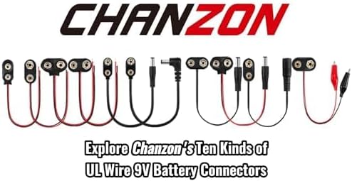 CHANZON UL Wires 10Packs 9v Battery Connector Clip with Leads Wires Harness Holder I-Type Plastic Housing Pigtail Snap for 9volt Terminal