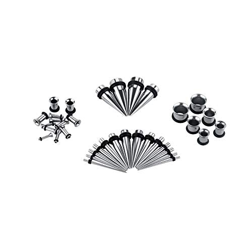 36PC Ear Stretching Kit 14-00G Ear Gauge Stretching Kit Gauges for Ears Stretching Kit Taper and Plugs Kit