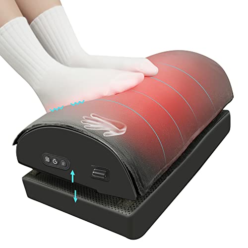 Snailax Foot Rest Under Desk at Work, Heated Under Desk Foot Stool with Double Layer Adjustable Height, Feet Warmer with V...