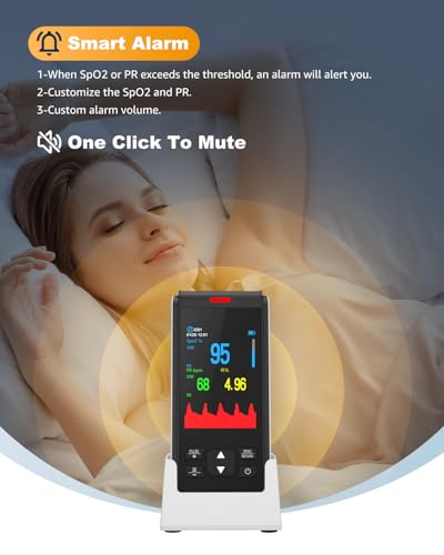 Pulse Oximeter Fingertip Handheld Pulse Oximeter With Continuous Monitor Blood Oxygen Saturation Monitor for Adults Rechar...