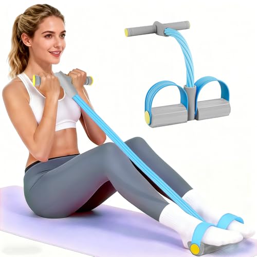 Pedal Resistance Bands with Handles, Durable 6-Tubes Multifunction Pedal Resistance Band, Natural Rubber Foot Pedal Resist...
