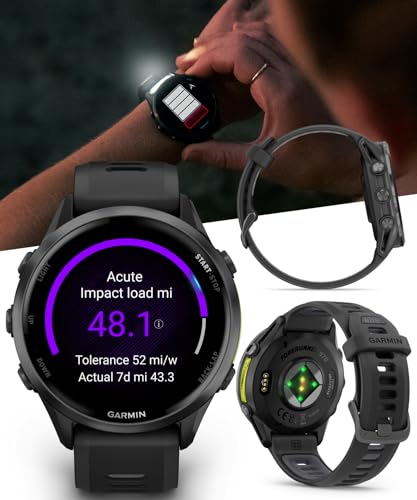 Wearable4U Garmin Forerunner 970, GPS Running Smartwatch, Tailored to Triathletes, Long-Lasting Battery, Black Black Earbu...