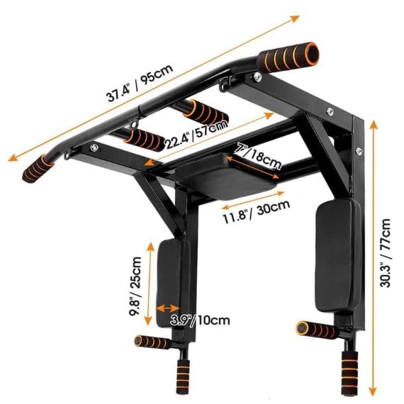 Wall Mounted Pull Up Bar, Multifunctional Dip Station for Indoor, Strength Training Pull-Up Bars Training Equipment Fitnes...