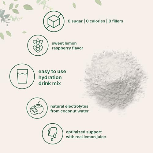 Micro Ingredients Electrolyte Powder, 2 lbs (139 Servings) | Lemon Raspberry Flavor | High Potassium (1,000mg) + Coconut W...