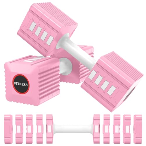 Adjustable Weight Dumbbells Set of 2, 3.4lb/5.7lb/8lb/10.3lb/12.6lb Each Hand Weight Sets for Women/Men, Adjustable Dumbbe...