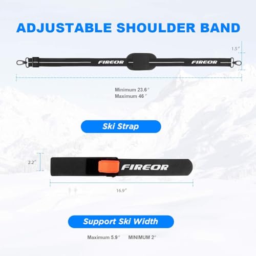 FIREOR Ski Carrier Strap, Snowboard, Pole and Boot Carry Sling Band Kit for Family Men Women & Kids, Skiing Accessories Gifts