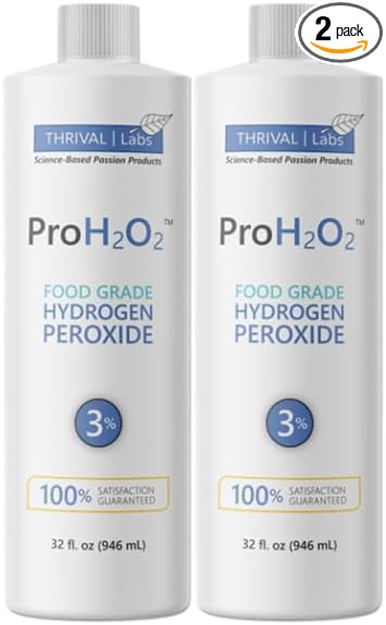 ProH2O2 3% Food Grade Hydrogen Peroxide – Natural Cleaner & Disinfectant – Suitable for Household Use – Ideal for Cleaning, Sanitizing & Gargle – 32 fl oz Refill (Pack of 2)