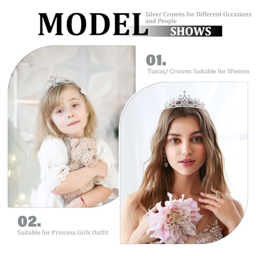 Tihebax 12 Pcs Tiaras Crowns Headbands for Women Girls Silver Princess Tiara Bulk Crown Tiaras Rapunzel Crown for Wedding ...