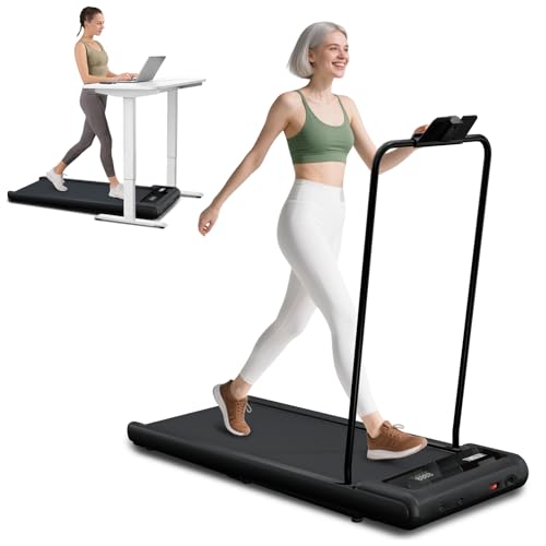RIVANO Treadmill with Handles, Electric Treadmills for Home Small, 2.5HP Walking Pad Treadmills with Handle Bar, Under Des...