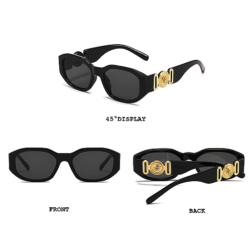 BUTABY Rectangle Sunglasses for Women Retro Driving Glasses 90’s Vintage Fashion Irregular Frame UV400 Protection