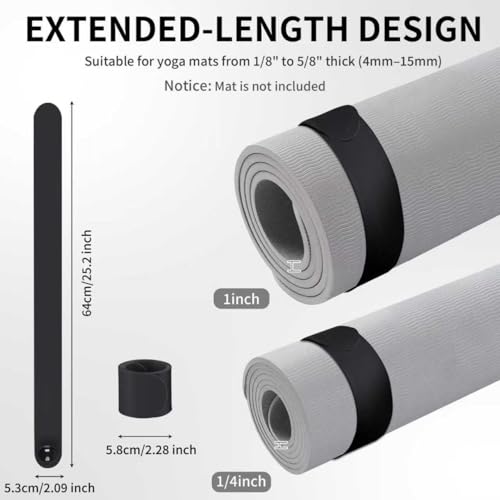 25" Yoga Mat Strap | Slap Band Holder for Carrying and Storage Mats | Rolled Scrunchie Yoga Essential Accessory
