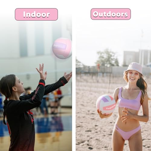 Soft Touch Volleyball Kit - Official Size 5 PU Leather Volleyball - for Outdoor/Indoor Play/Beach Game/Gym Training for Yo...