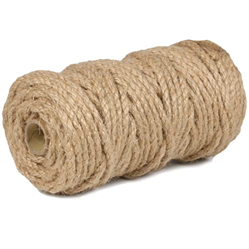 PerkHomy 5mm Jute Rope 105 Feet Twisted Heavy Duty and Thick Twine Rope for Cat Scratcher Scratching Post Tree Craft Proje...