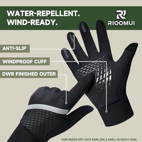 Rioomui Lightweight Winter Gloves for Cold Weather, Warm Glove Liners for Men and Women, Touch Screen Breathable