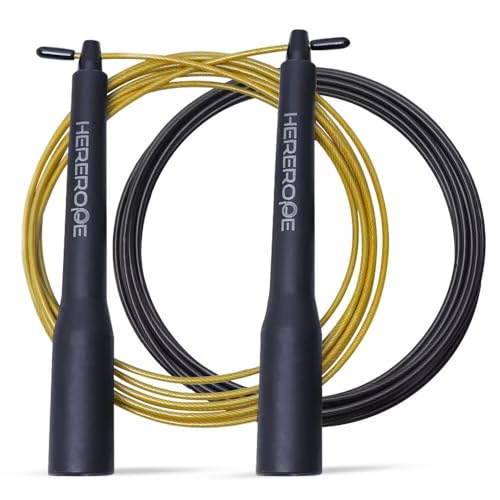 Speed Jump Rope for Men Women, Hererope Speed Rope With Dual Bearing System, 2 Cables, Adjustable Jump Rope for Boxing, Cr...