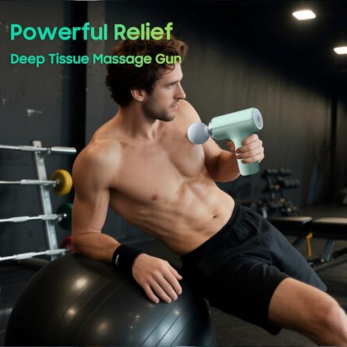 JOYSUWERUN Massage Gun with Heat – Amazing Power! Deep Tissue Percussion Massager, Handheld Mini Muscle Gun, 7 Massage Hea...