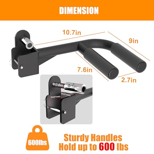 HWOOUSA Muti-Grip Dip Bars Attachment for Power Cage with 5/8" or 1" Hole, Non-Slip Wide & Narrow Grip Dips Double Handle...