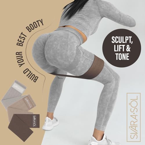 Svära Söl Fabric Resistance Bands Set of 3 for Legs, Glutes, Arms, Booty Bands for Women and Men, Resistance Bands for Wor...