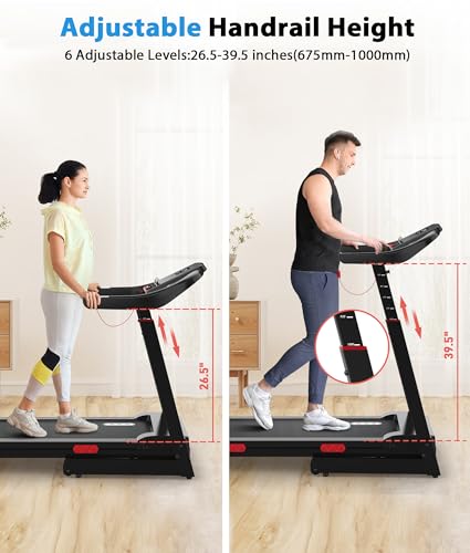 CIIHI Treadmill with Auto Incline - Adjustable Height Handrail 15% Auto Incline Treadmill with 400 lbs Capacity - Foldable...