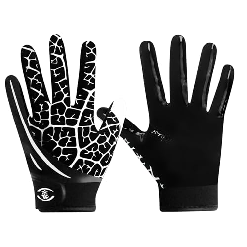 WATSAVPUP Youth Football Gloves Kids Silicone Grip Sports Receiver Gloves with Super Stick Ability for Enhanced Game Exper...