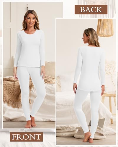 Patelai 3 Sets Thermal Underwear for Women with Fleece Lined Long Underwear Women Base Layer Cold Weather