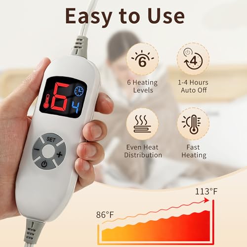 ESTINGO Wearable Heated Blanket Electric Throw, Heated Shawl with 6 Heating Levels and 1-4 Hours Auto Off, Heated Hoodie W...