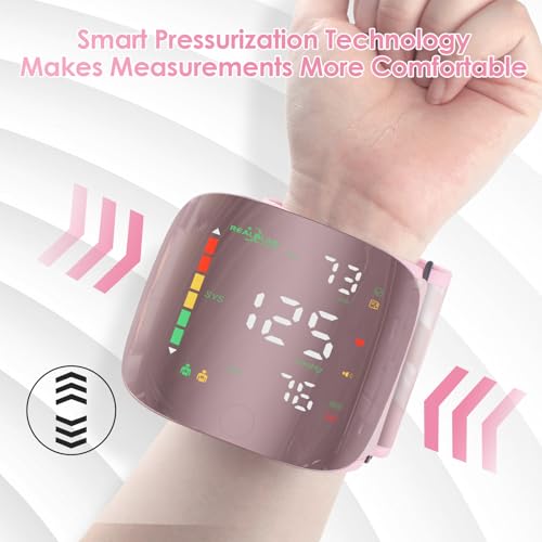 Wrist Blood Pressure Monitors for Home Use with Curved Screen, Rechargeable Bp Machine, One-Button Switch Voice and User, ...