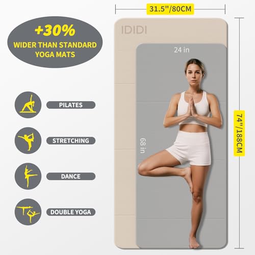 Foldable Yoga Mat Extra Thick & Large (74" x 31.5" x 0.32"), Double-Sided Non Slip & Lightweight Fitness Mat, 8mm Thick Wi...