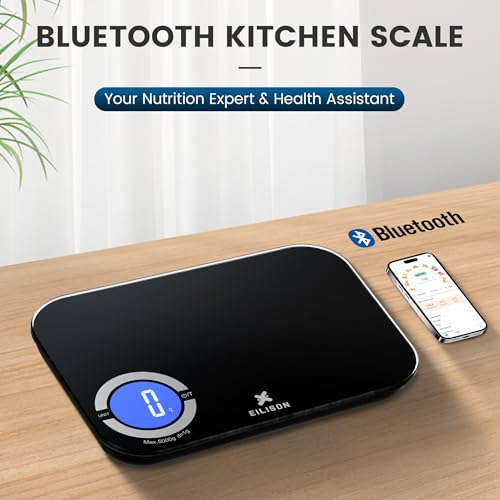 EILISON Smart Kitchen Scale with Bluetooth App, High-Precision Digital Food Scale for Baking, Cooking & Diet, 8000 Food Da...