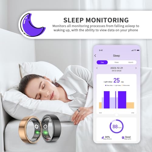 Smart Ring for Women Men,Fitness Tracker Ring with Heart Rate, Sleep Monitoring, Blood Oxygen, Step Counting for iOS and A...