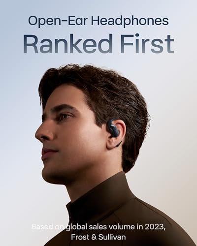 SHOKZ New OpenFit 2+ Open-Ear Headphones, Dolby Audio Enabled, Comfortable Earbuds with Soft Ear Hooks, 48H Playtime, IP55...