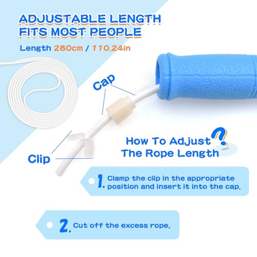 FEELCAT Jump Rope For Kids & Adults，4mm TPU Ropes For Speed Jump Rope,Double Unders, Long Handles & Tangle-Free,9.19FT Adj...