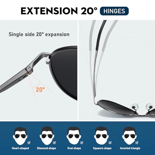 phikttu Sunglasses Men Polarized Aviator Sunglasses for Men Women Fishing Driving Sun glasses Metal Frame UV400 Protection