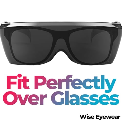 Wise Eyewear Cover-Ups Black Fit Over Sunglasses - Wrap Around Sunglasses - People Who Wear Prescription Glasses in the Sun