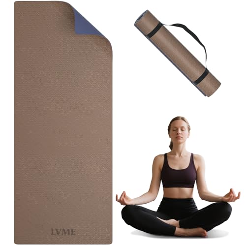Yoga Mat Non Slip, Anti-Tear 1/4 Thick TPE Yoga Mats for Women and Men, 72"x24" Exercise & Fitness Mat with Carrying Stra...