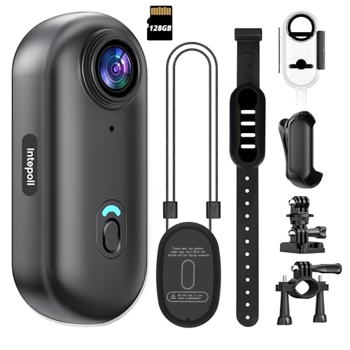 4K Mini WiFi Action Camera 128GB Thumb POV Portable Body Cam Wearable Video Recorder with IPX7 Waterproof Underwater Camco...