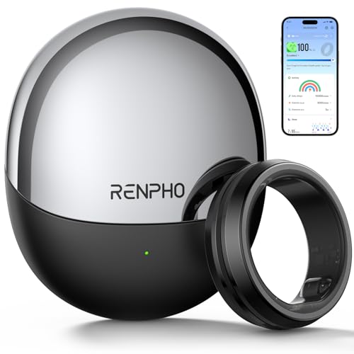 RENPHO Lynx Smart Ring, Blood Oxygen & Heart Rate Monitors with 7-Day Battery Life, Titanium, Waterproof, Subscription-Fre...