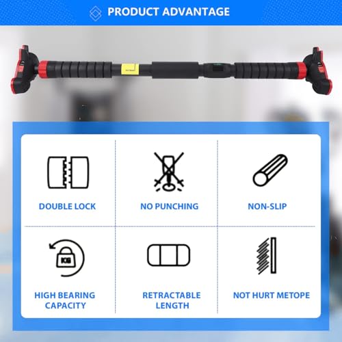 Pull Up Bar, Adjustable Strength Training Bars Without Screw, Adjustable Width Chin Up Bar for Doorway, Max Load 440 Lbs
