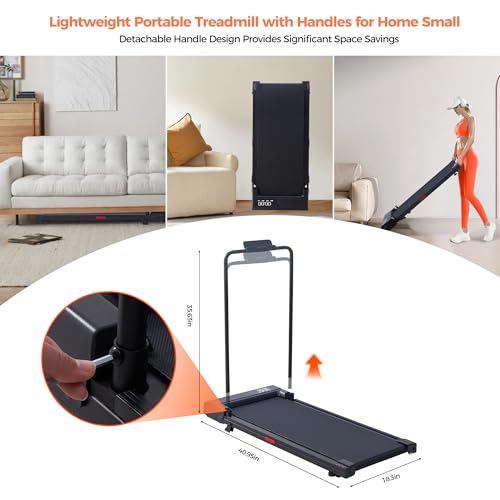 SUOUER Walking Pad with Handle Bar, Compact Portable Walking Pad Treadmills for Home/Apartment with Handles, 3.0HP Small E...