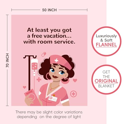 50"x70" Funny Get Well Soon Gifts for Women, Humorous Pink Thinking of You Comfort Blanket, Hilarious Surgery Recovery Gif...