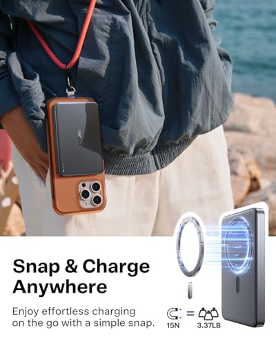 TORRAS MiniMag Power Bank,Ultra-Slim 10,000mAh Magnetic Wireless Portable Charger, 22.5W Fast Charging iPhone Air MagSafe ...
