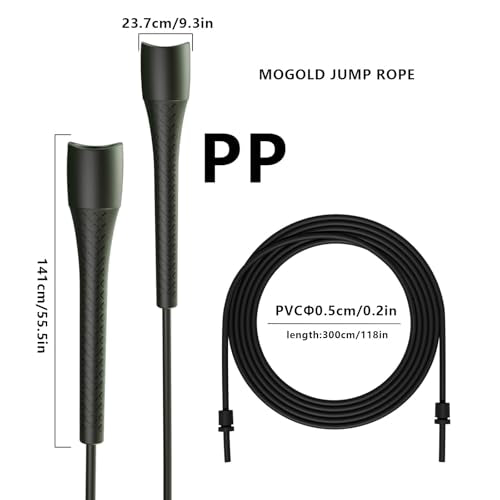 MOGOLD Unbreakable 5mm pvc Jump Rope – Pro-Grade PP Handles with Diamond Texture, 40X Strength PVC Cord, Adjustable 3m Len...